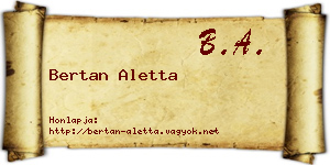 Bertan Aletta névjegykártya